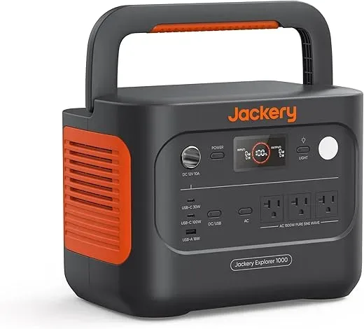 Jackery Explorer 1000 v2 Portable Power Station(2024 New),1070Wh LiFePO4 Battery,1500W AC/100W USB-C Output, 1 Hr Fast Charge, Solar Generator for Outdoor Camping,Emergency, RV,...