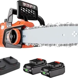 AIVOLT 40 V 12" Cordless Chainsaw Battery Powered Brushless Chain Saw with Tool-Free Chain Tensioning for Tree Felling, Pruning and Firewood, Battery and Charger Included