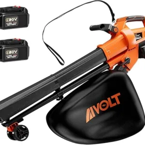 AIVOLT Cordless Leaf Vacuum Blower Mulcher with Battery and Charger, 2pcs 4.0Ah Battery Powered Leaf Vacuum with 40L Bag, 160MPH Air Speed, 4 Speed Modes, Suitable for Lawn Care...