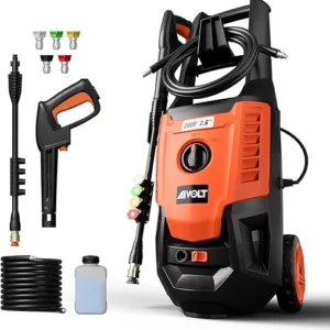 AIVOLT Electric Pressure Washer 3000PSI 2.6GPM High Pressure Power Washer Electric Powered 1800W Portable Pressure Cleaner Machine with 5 Nozzles for Car, Fence and Deck Cleaning