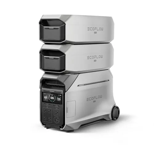 EF ECOFLOW 12kWh Portable Power Station: DELTA Pro 3 with 2 Extra Battery, 120/240V 4000W AC Output, Solar Generator for Home Use, Camping, Emergencies, Power Outages, RVs, and Outdoor Generators