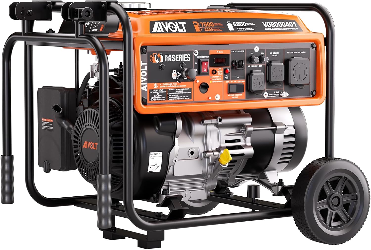 AIVOLT Generator 7500 Watt Dual Fuel Portable Generator 