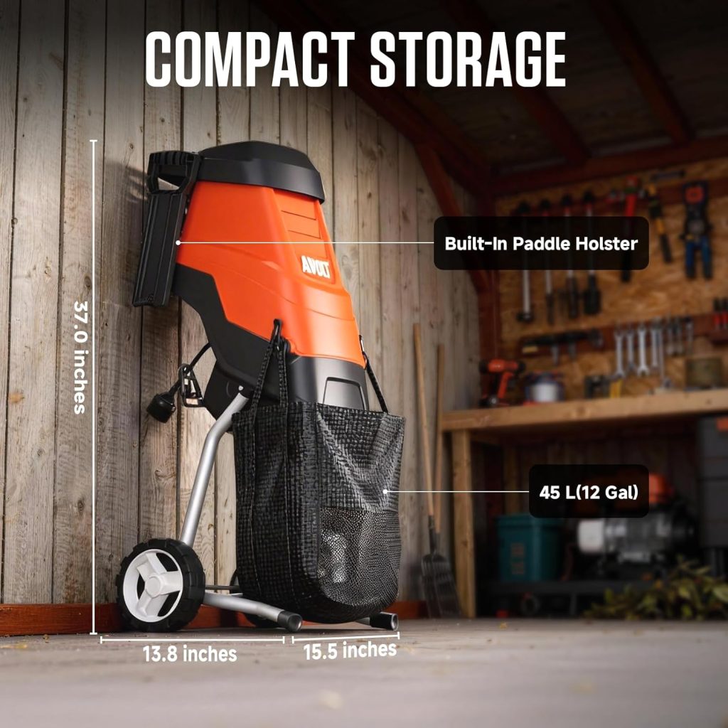 AIVOLT Electric Garden Shredder – Powerful Wood Chipper & Leaf Mulcher with Anti Blowout System, High Capacity Collection Bag, Heavy Duty Yard Waste Crusher aivolt net (3)