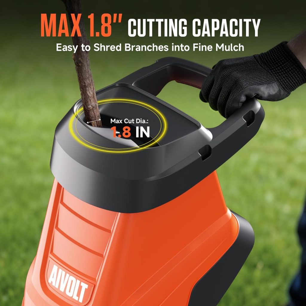 AIVOLT Electric Garden Shredder – Powerful Wood Chipper & Leaf Mulcher with Anti Blowout System, High Capacity Collection Bag, Heavy Duty Yard Waste Crusher aivolt net (8)