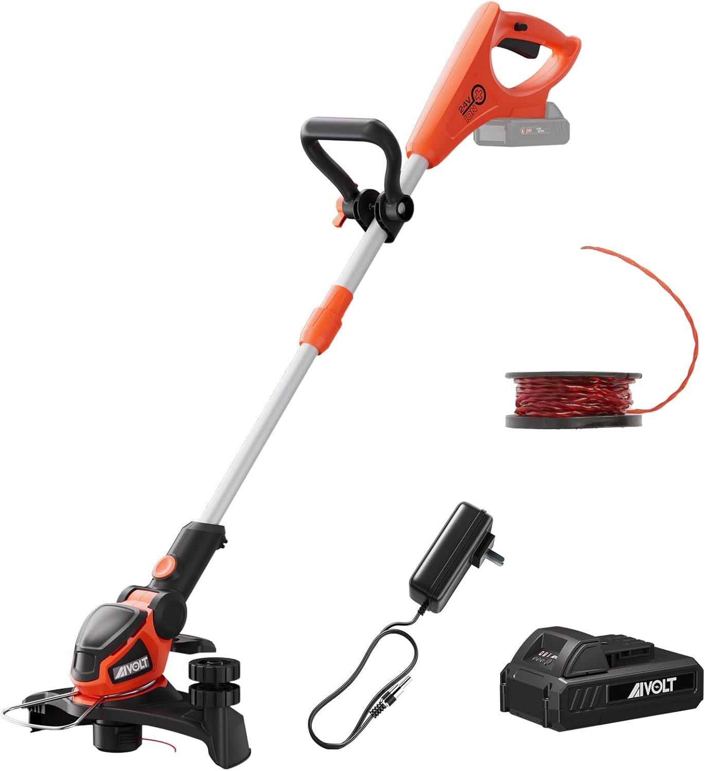 AIVOLT Cordless String Trimmer 24V Battery Powered Weed Eaters & Grass Trimmers Lawn Edger 8000 RPM 12-inch Cordless Weed Wacker, Battery and Fast Charger Included